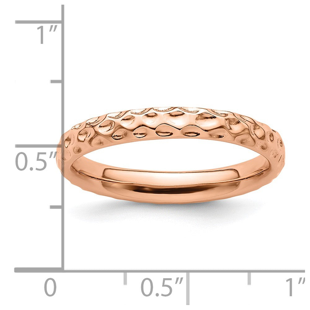 Sterling Silver Stackable Expressions Pink-plated Ring Size -8