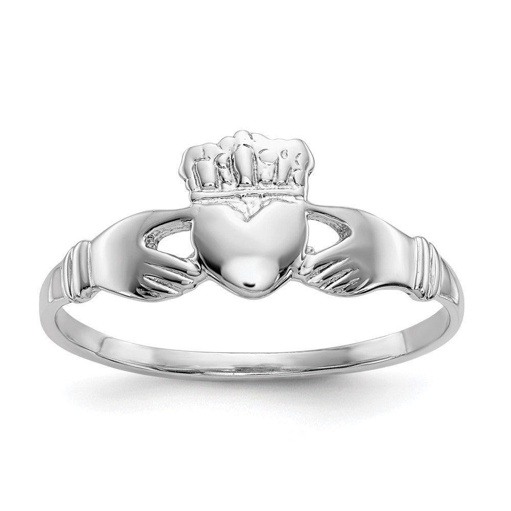 14k White Gold Ladies Claddagh Ring size 6