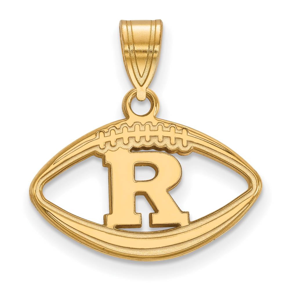 Beautiful Sterling Silver w/GP LogoArt Rutgers Pendant in Football