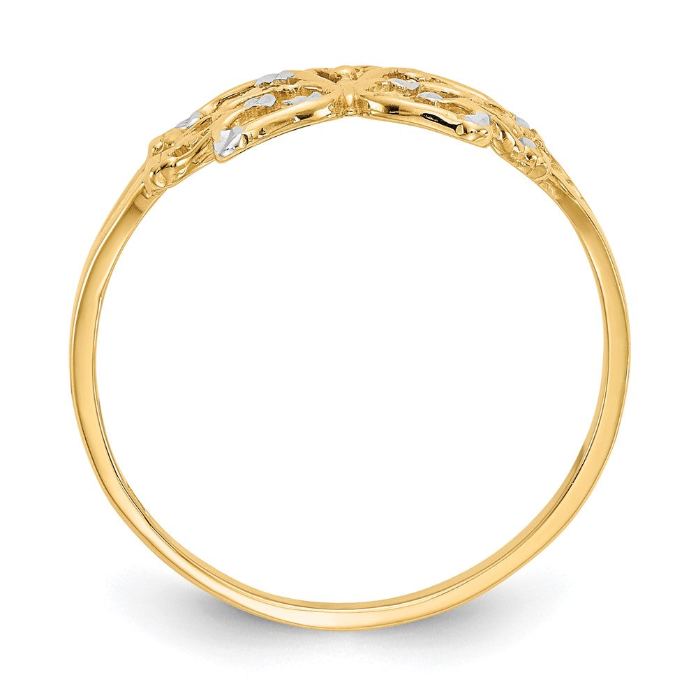 14k w/ Rhodium Diamond-cut Butterfly Ring Size 6