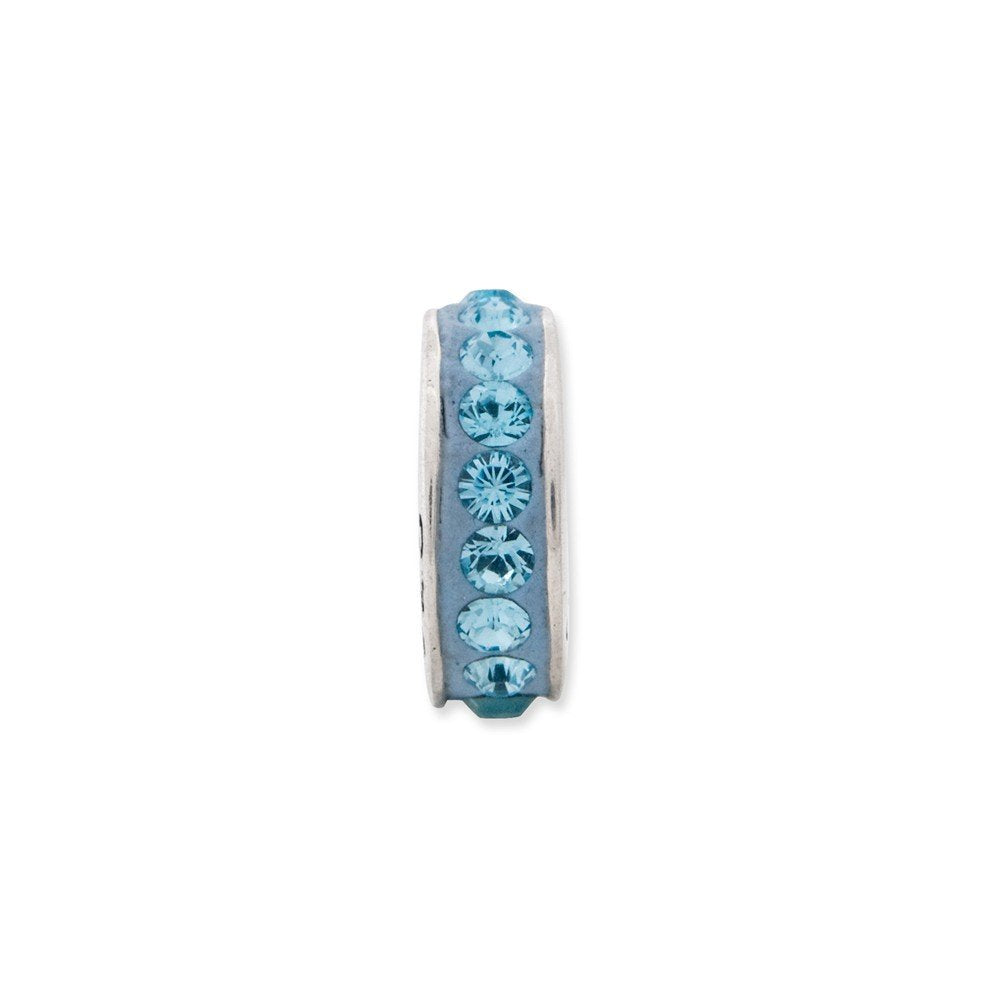 925 Sterling Silver Polished Reflections March Single Row Crystal Bead Charm 9.09x3.64mm Wide Pendant Necklace for Women