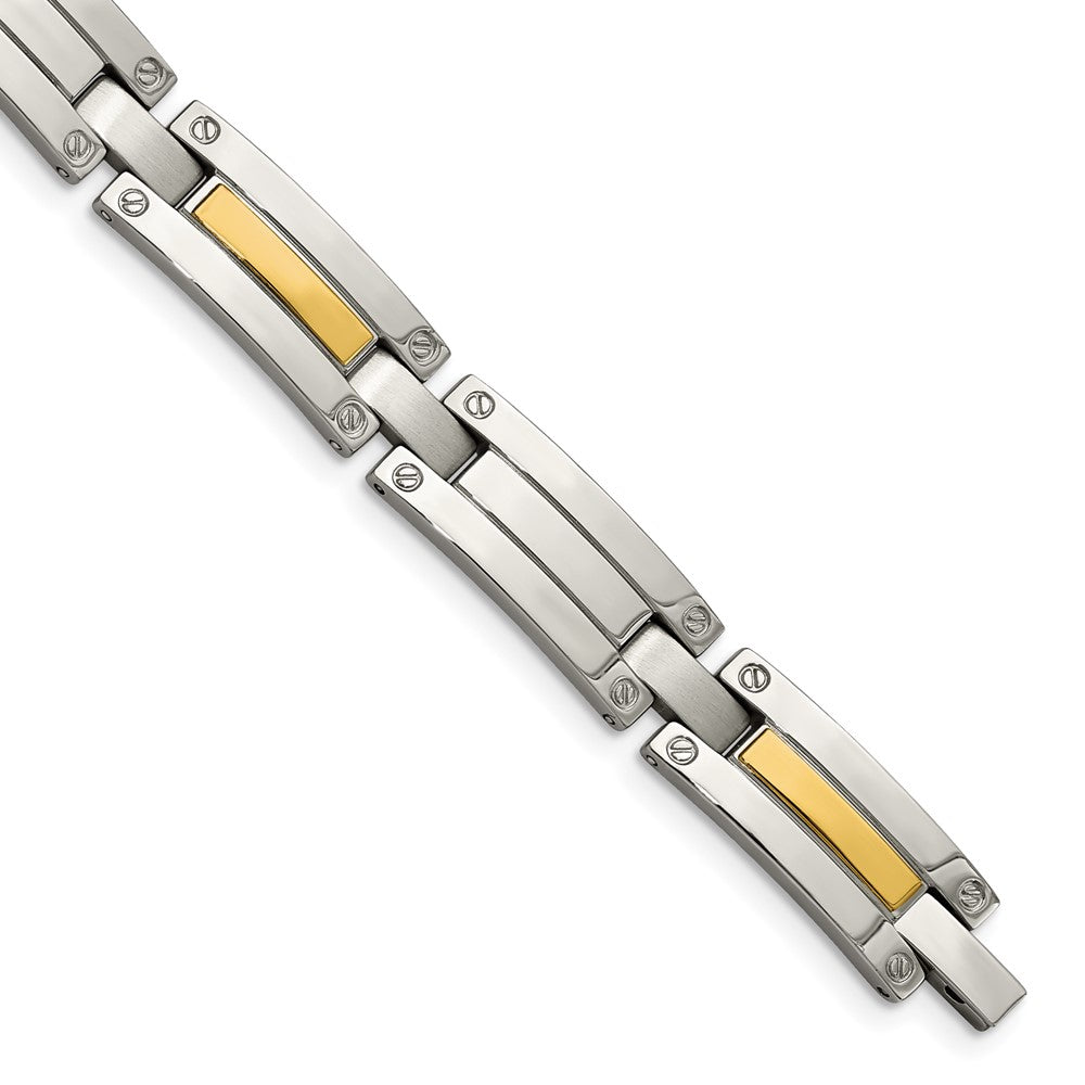 Stainless Steel with 14k Accent 8.5in Polished Link Bracelet 8.5 inches