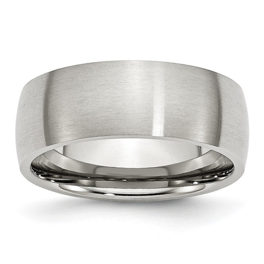 Stainless Steel Brushed 8mm Half Round Band Size - 10