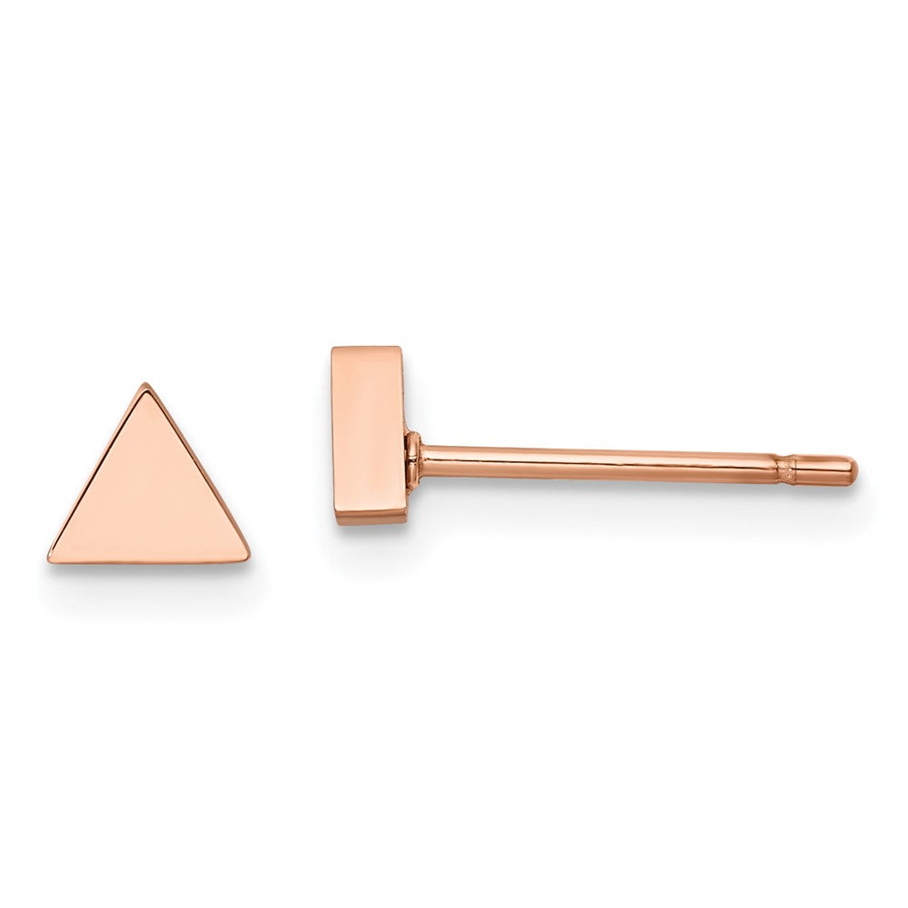 Stainless Steel Polished Rose IP-plated Triangle Post Earrings