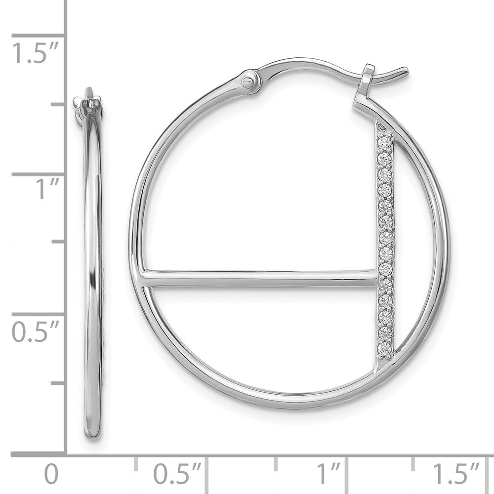 Sterling Silver Rhodium-plated CZ Hoop Earrings