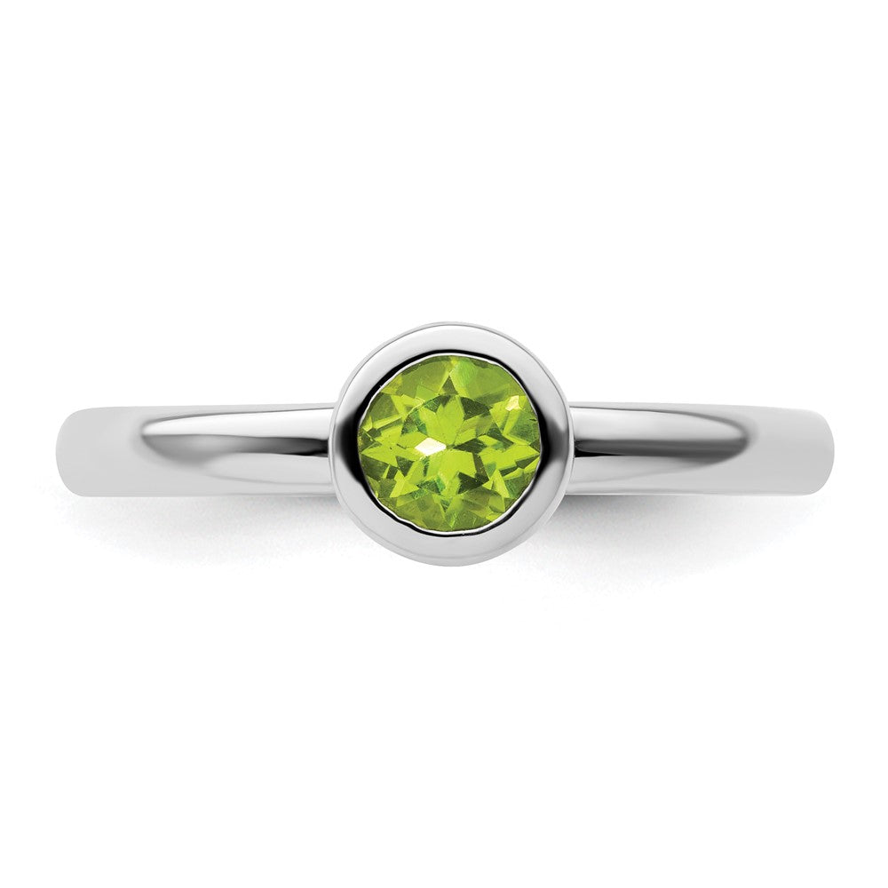 Sterling Silver Stackable Expressions Low 5mm Round Peridot Ring Size -6