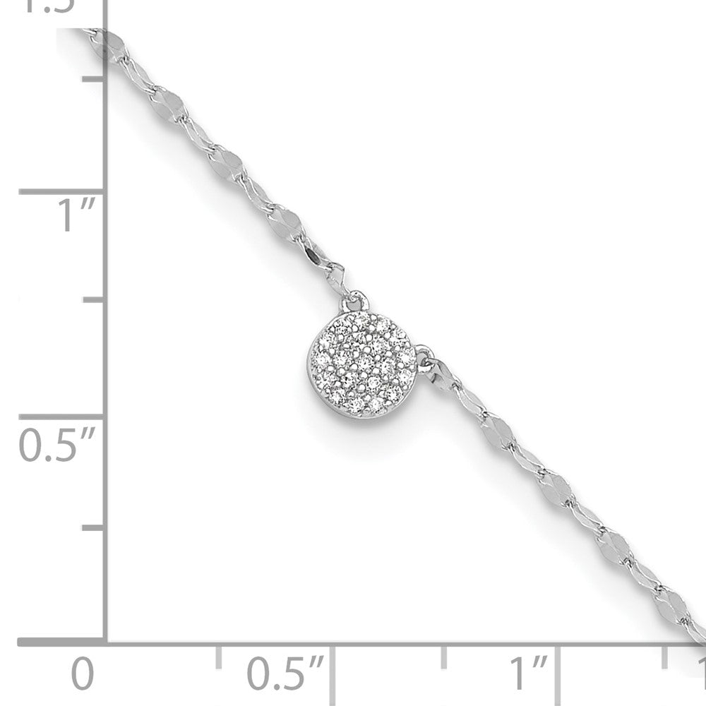 Sterling Silver Rhodium-plated Polished CZ Anklet 10 inches