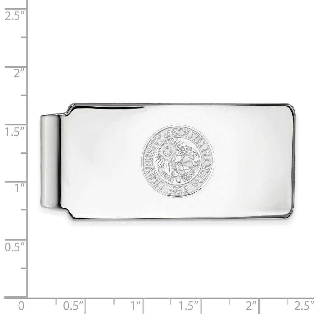 Sterling Silver LogoArt Official Licensed Collegiate University of South Florida (USF) Money Clip Crest