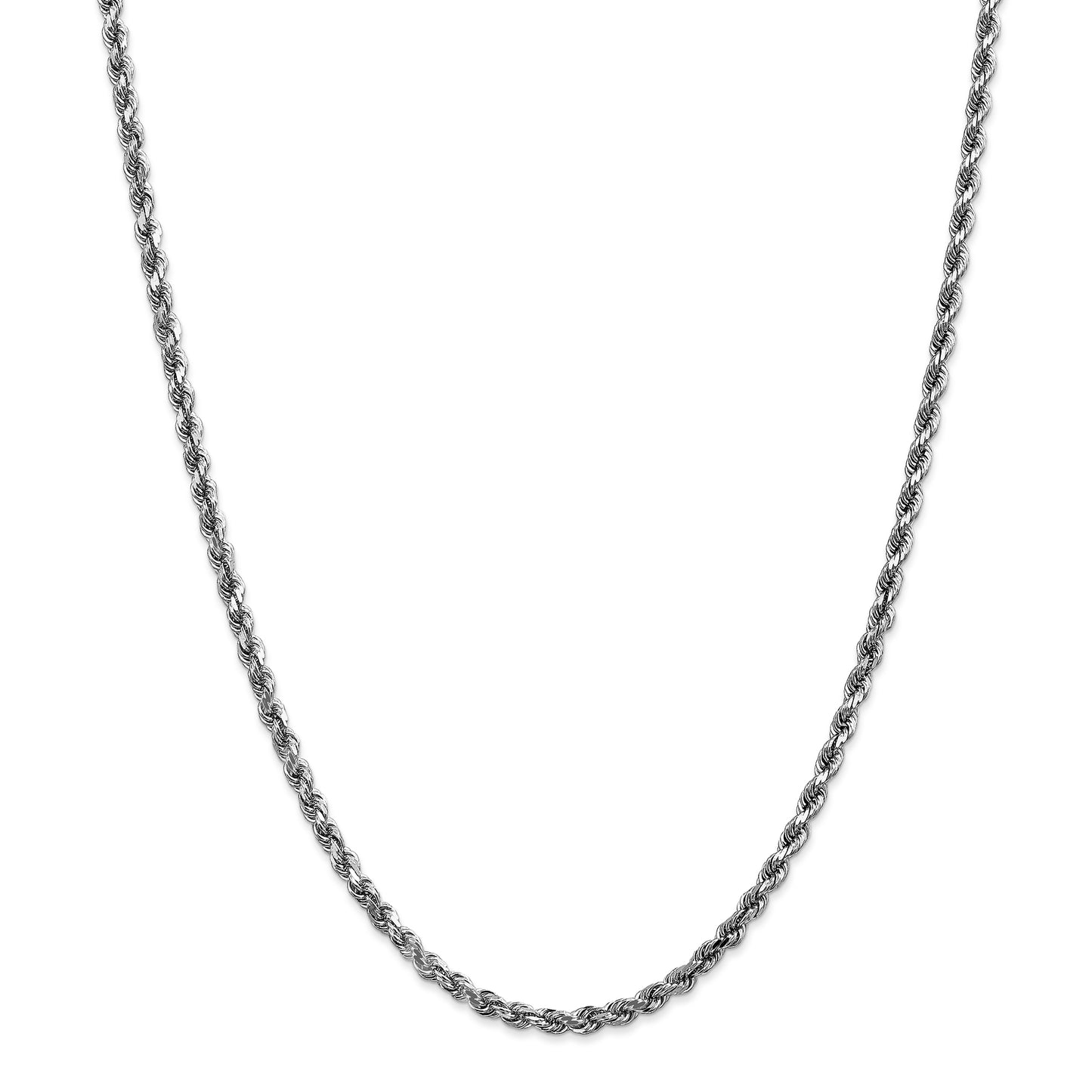 10k White Gold 3.5mm Diamond-cut Rope Chain