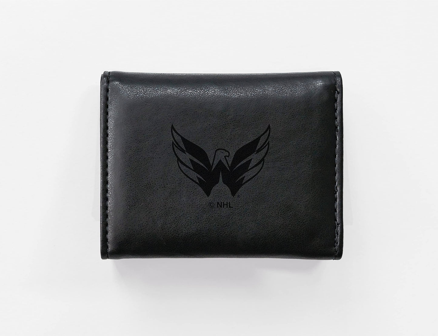 Hockey Rico Industries Washington Capitals Black Laser Engraved Trifold Laser Engraved Tri-Fold Wallet - Men's Accessory