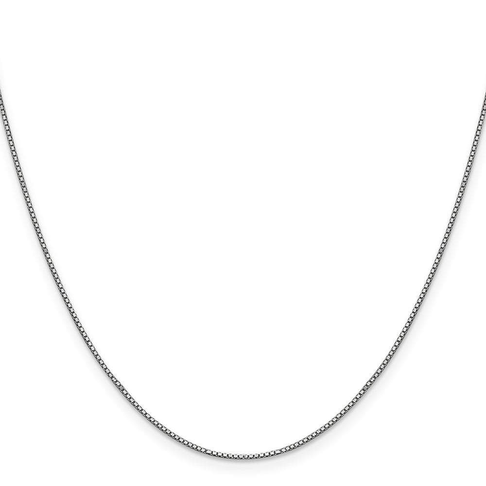10K White Gold Polished .8mm 18 Inch Box Chain