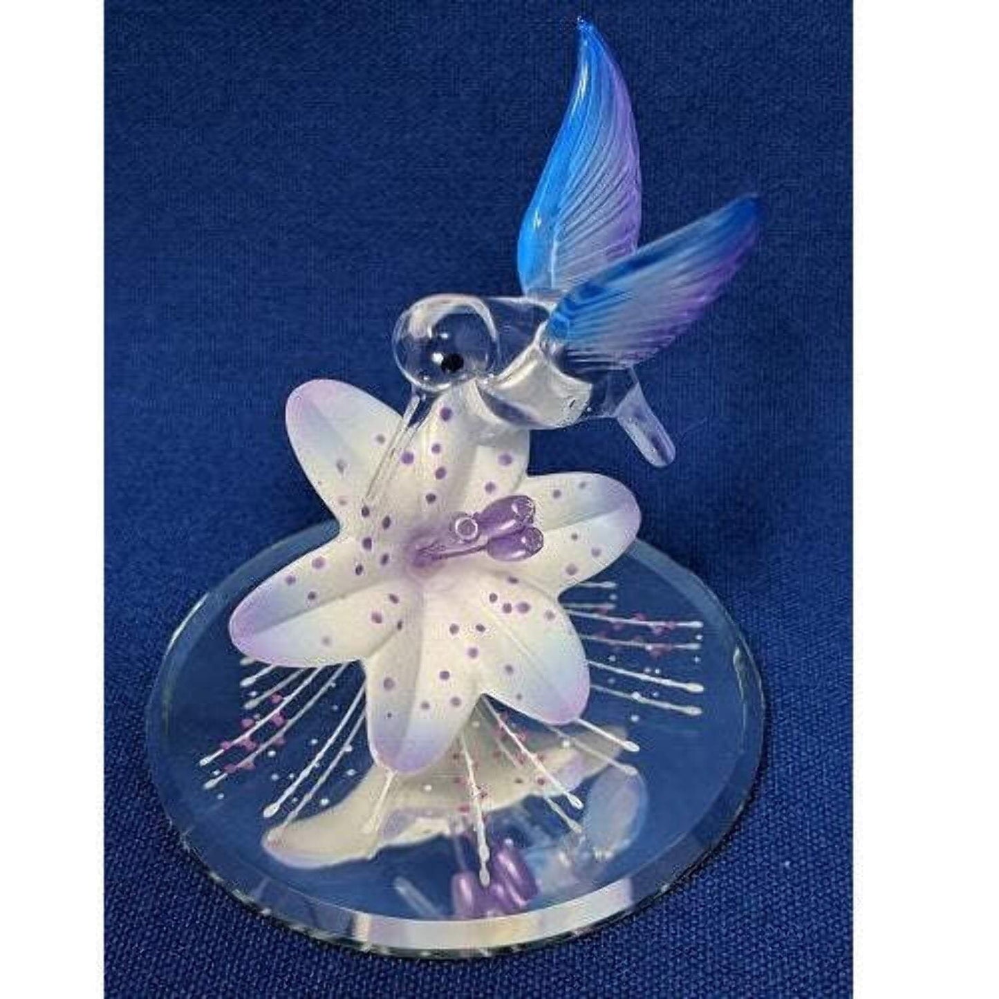 Glass Baron Hummingbird Mirrored Blue Lily