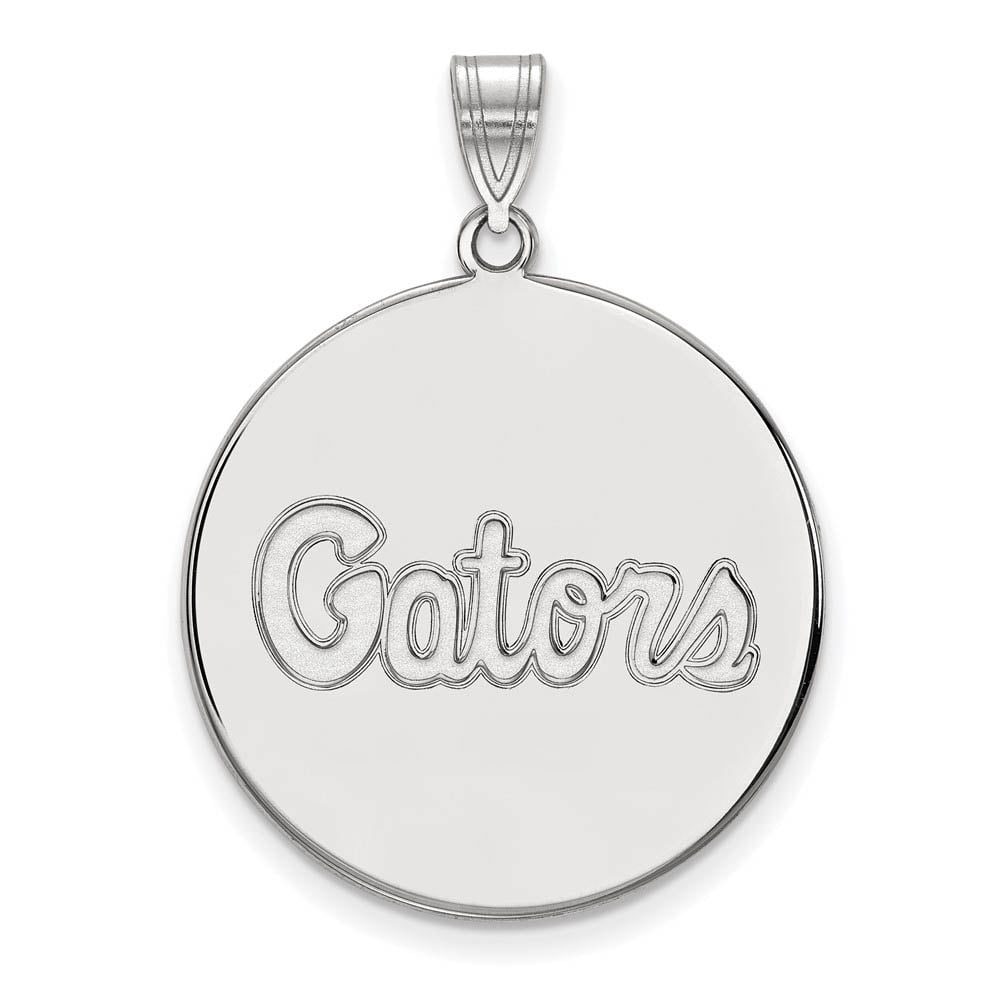 Sterling Silver Rhodium-plated LogoArt University of Florida Gators Script Extra Large Disc Pendant QSS086UFL