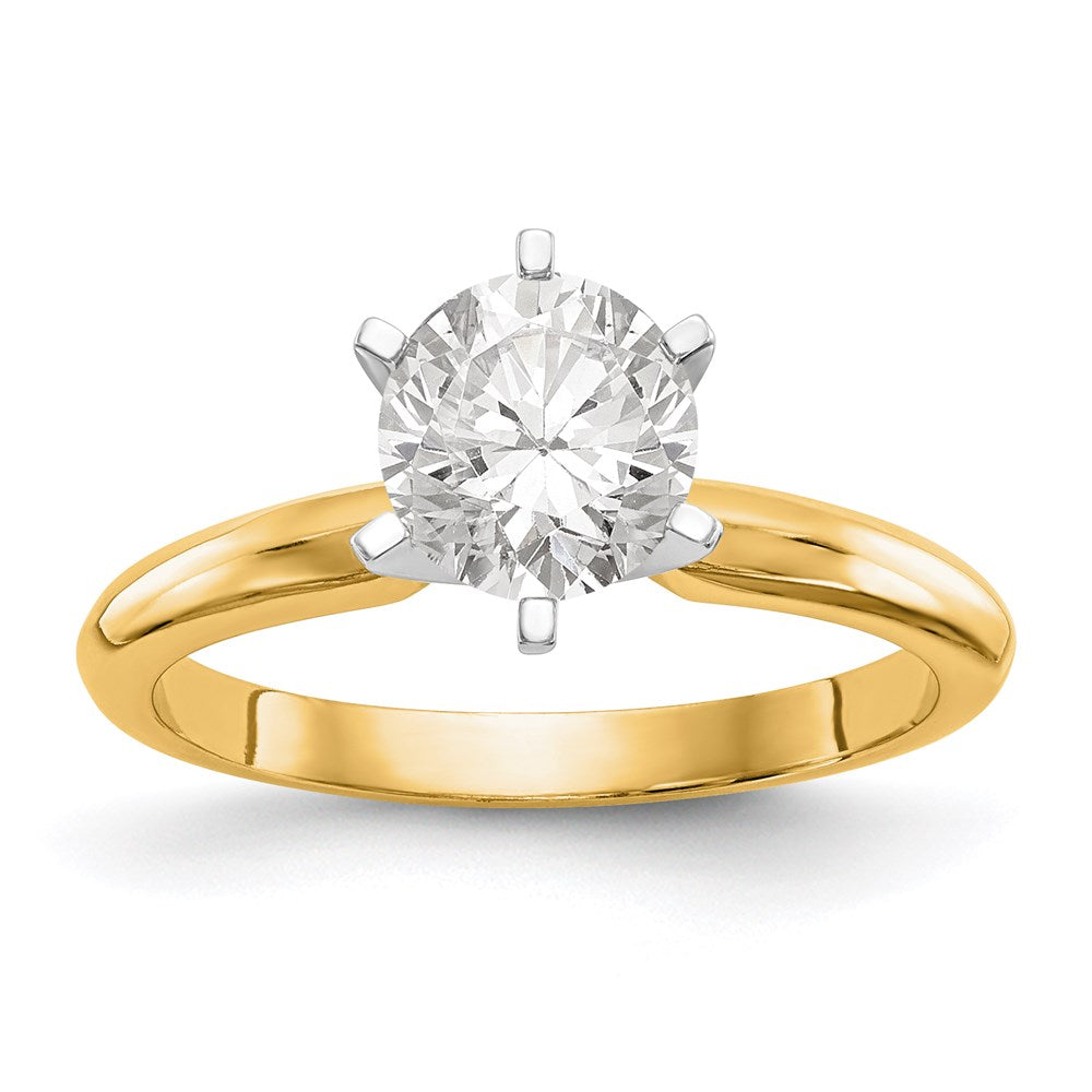 14k Two-Tone 1/2 carat Lightweight Knife Edge/Half-Round 6-Prong Round Solitaire Ring Mounting