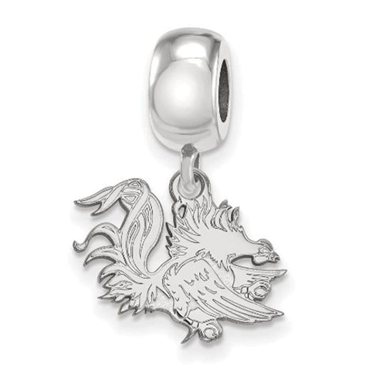 Sterling Silver Rhodium-plated LogoArt University of South Carolina Gamecock Small Dangle Bead Charm