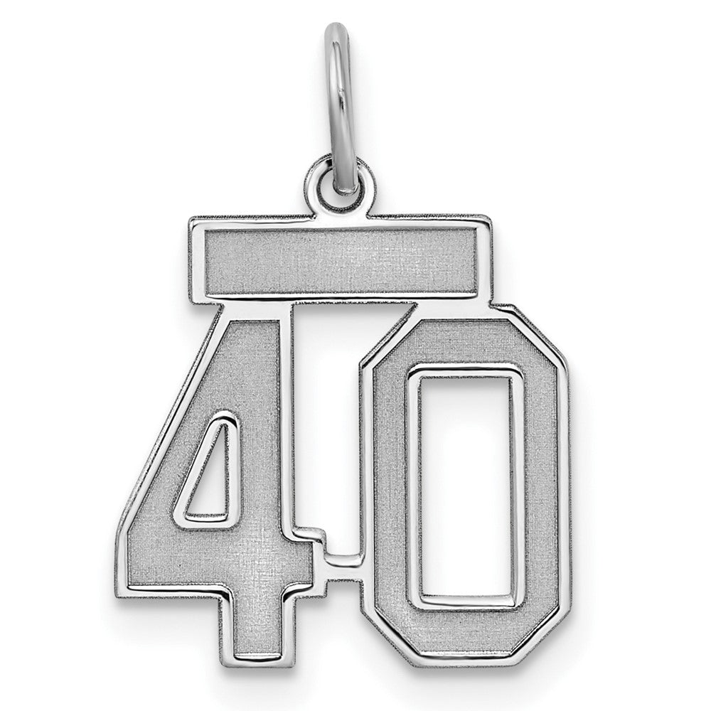 Sterling Silver/Rhodium-plated Satin Number 40 Charm