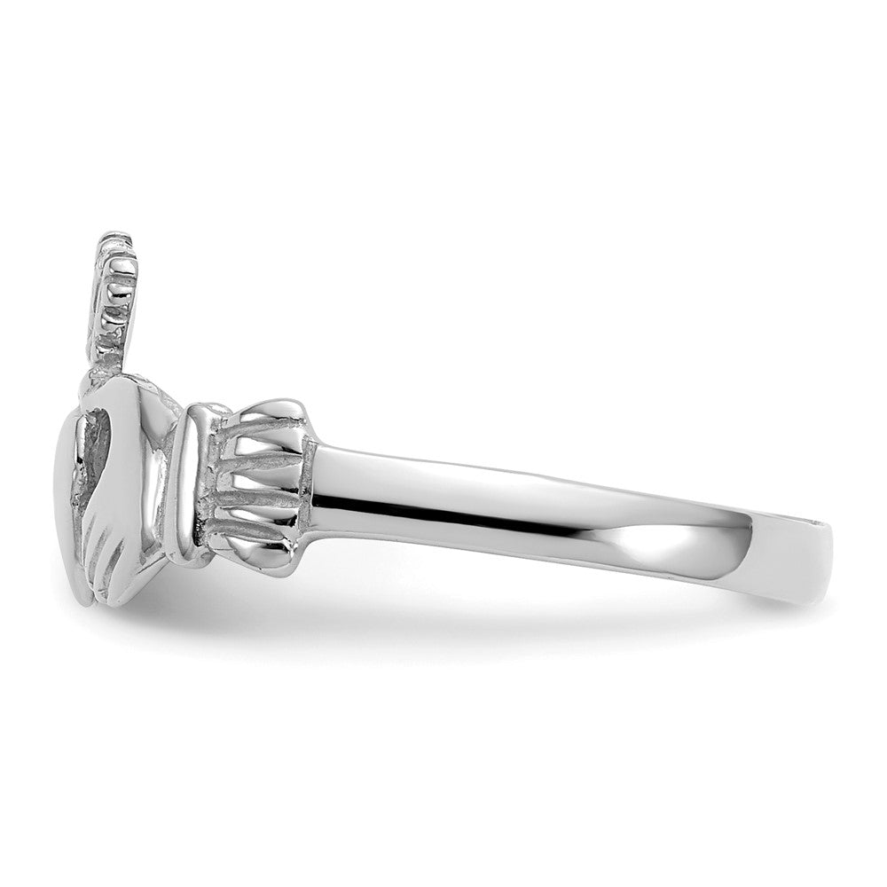 14k White Gold Ladies Claddagh Ring Size 6.5