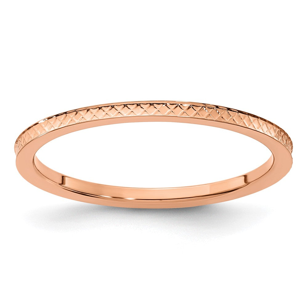 10K Rose Gold 1.2mm Criss-Cross Pattern Stackable Band Size 7