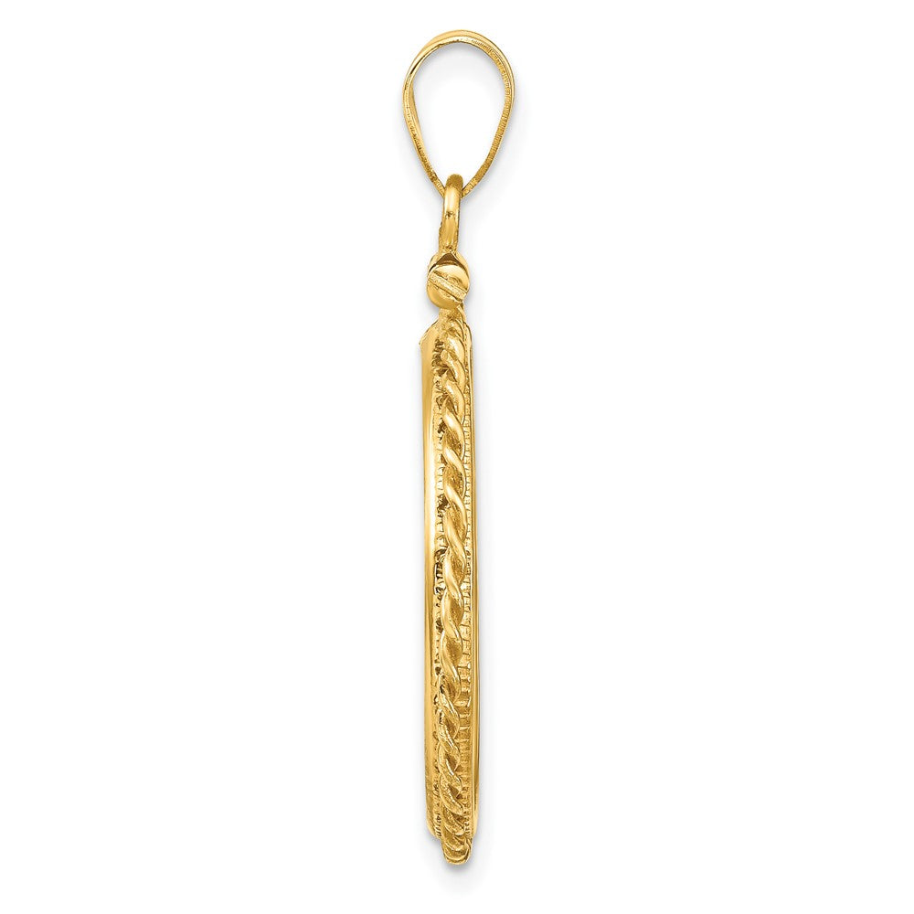 Wideband Distinguished Coin Jewelry 14k Polished Twisted Wire 22.0mm x 1.9mm Screw Top Coin Bezel Pendant