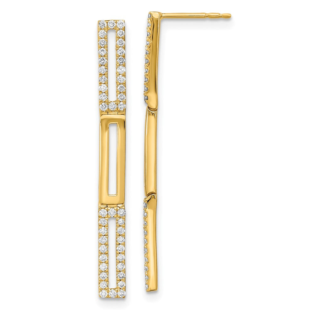 14k Polished 3 Rectangle Link Diamond Post Earrings