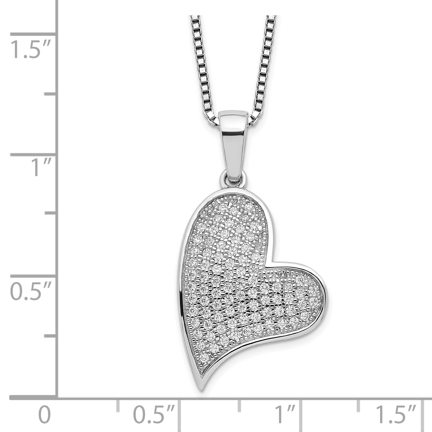 Brilliant Embers Sterling Silver Rhodium-plated 84 Stone 18 inch Micro Pav‚ CZ Heart Necklace with 2 Inch Extender 18 Inches