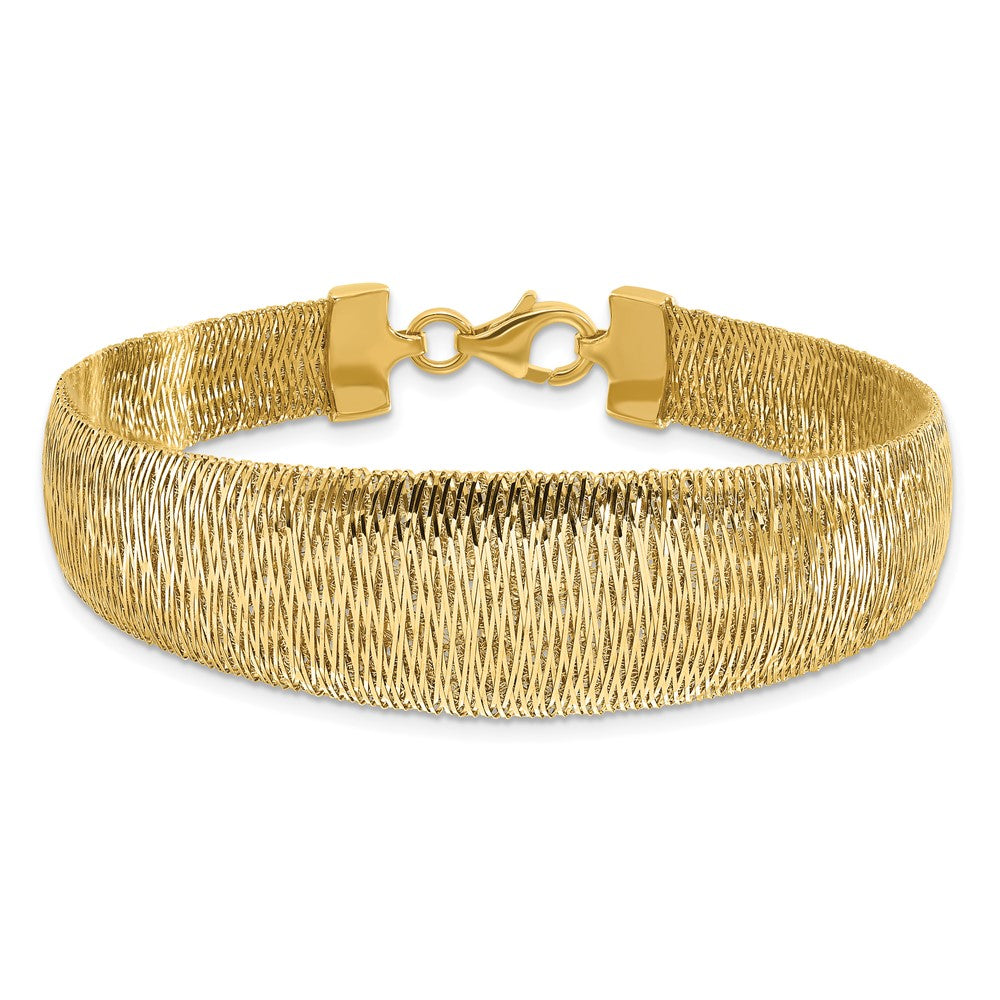 14K Polished Woven Graduated Dome Bracelet 7.5  inches