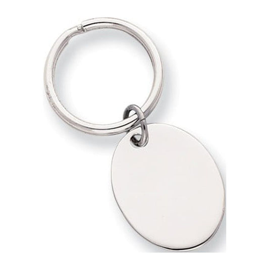 Rhodium Plated Polished Oval Key Ring