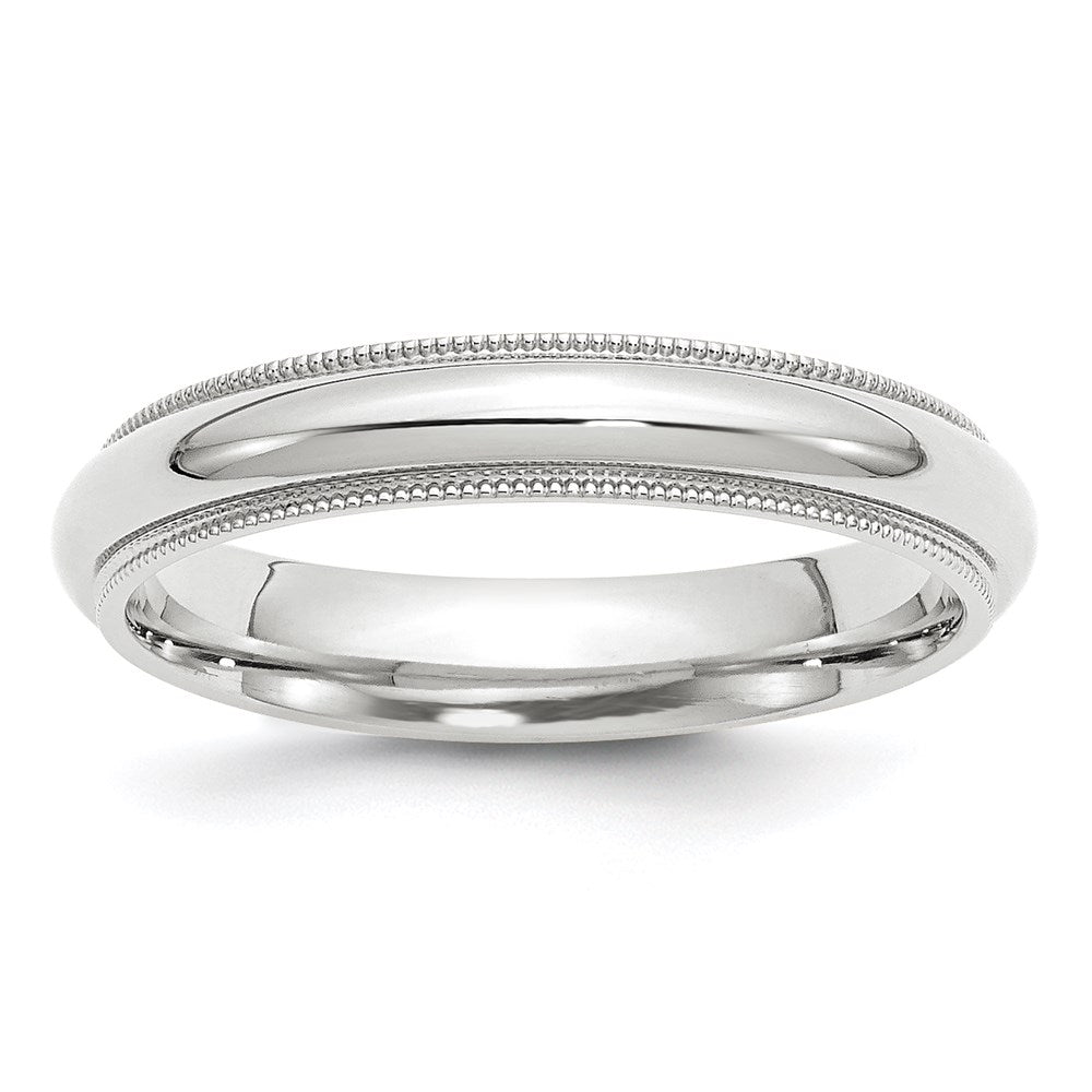10k White Gold 4mm Milgrain Half Round Comfort Fit Wedding Band Size 6