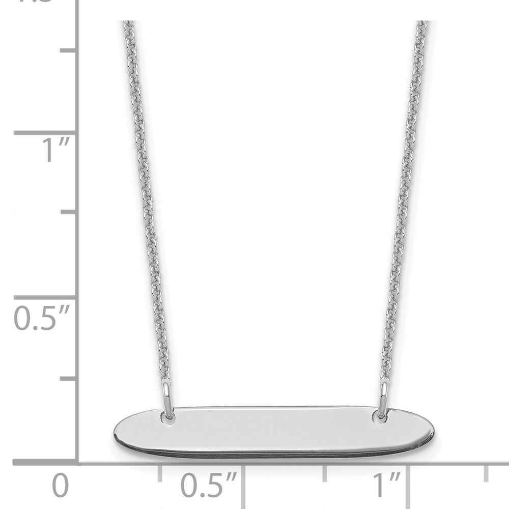 10k White Gold Small Oblong Blank Bar Necklace