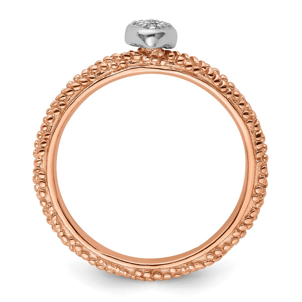 Sterling Silver Diamond Stackable Expressions Rose Gold Plated Heart Ring Size -5