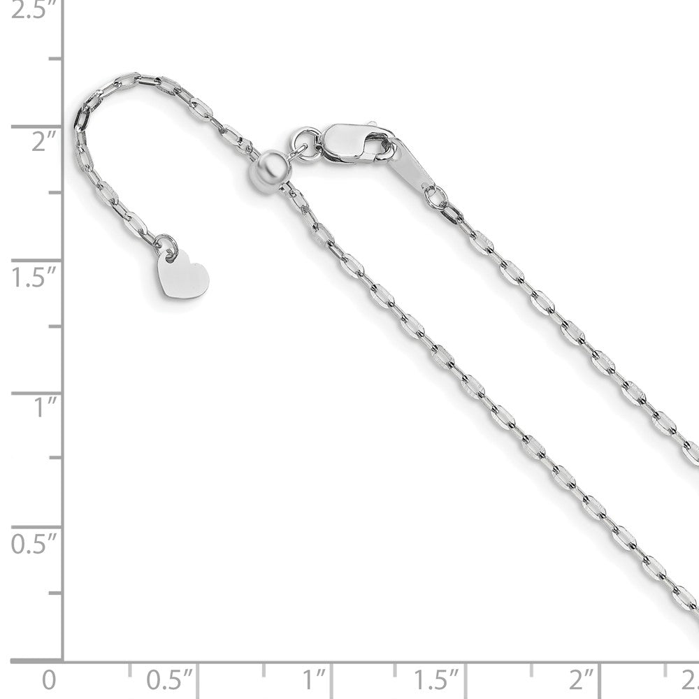 14K White Gold Adjustable 1.3mm Flat Cable Chain