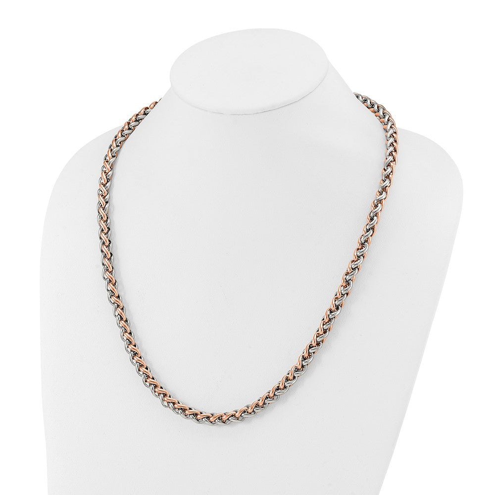 Stainless Steel Polished Rose IP-plated 24in Necklace