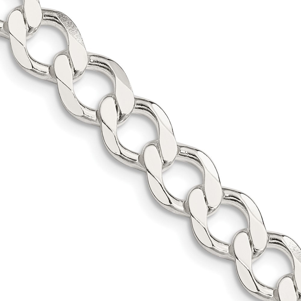 Sterling Silver 8.1mm Semi-solid Flat Curb Chain 22 Inches