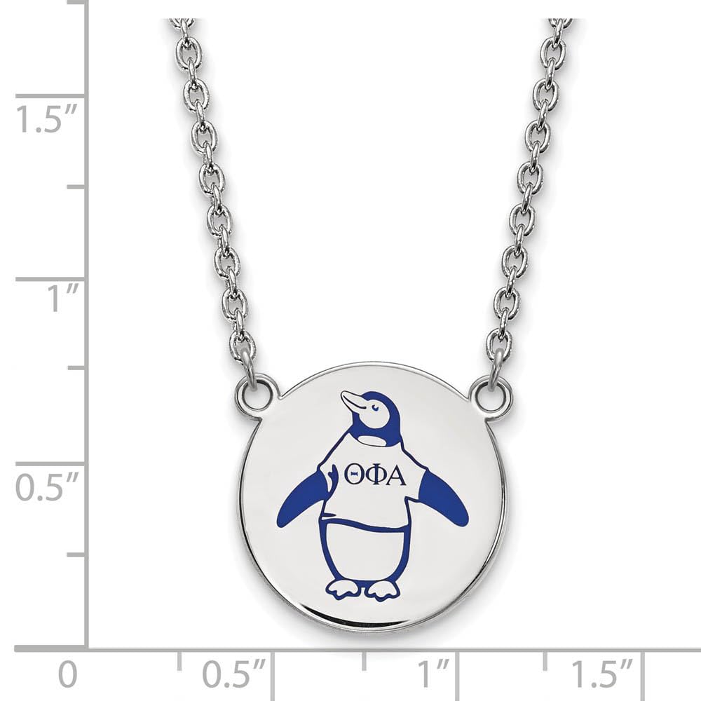 Sterling Silver LogoArt 18in Official Licensed Greek Sororities Theta Phi Alpha (???) Small Enamel Pendant w/Necklace