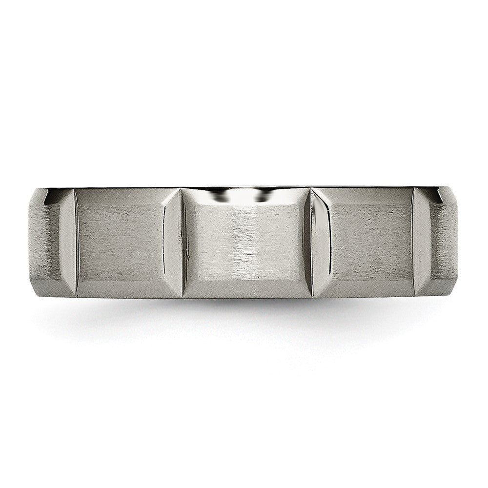 Titanium Satin and Polished 6mm Grooved Band Size - 9
