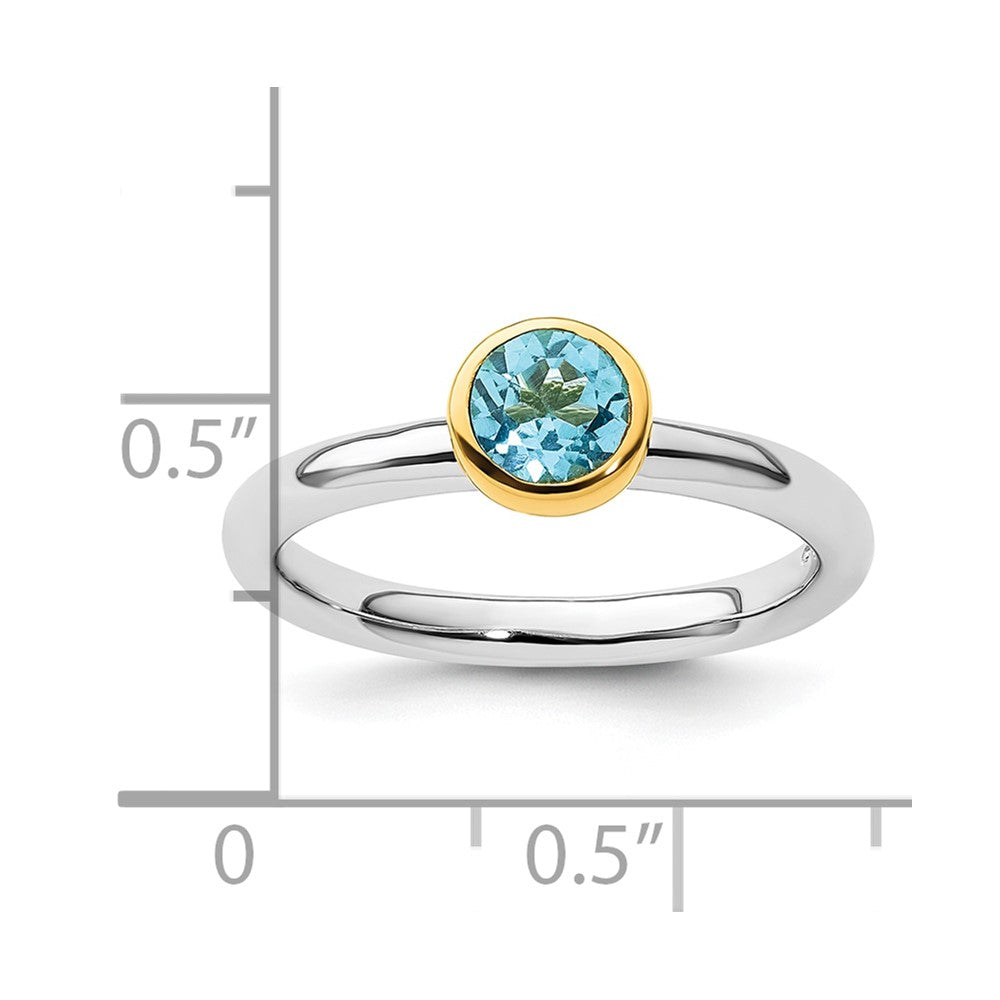 Sterling Silver Stackable Expressions w/Gold-plated Blue Topaz Ring Size -9