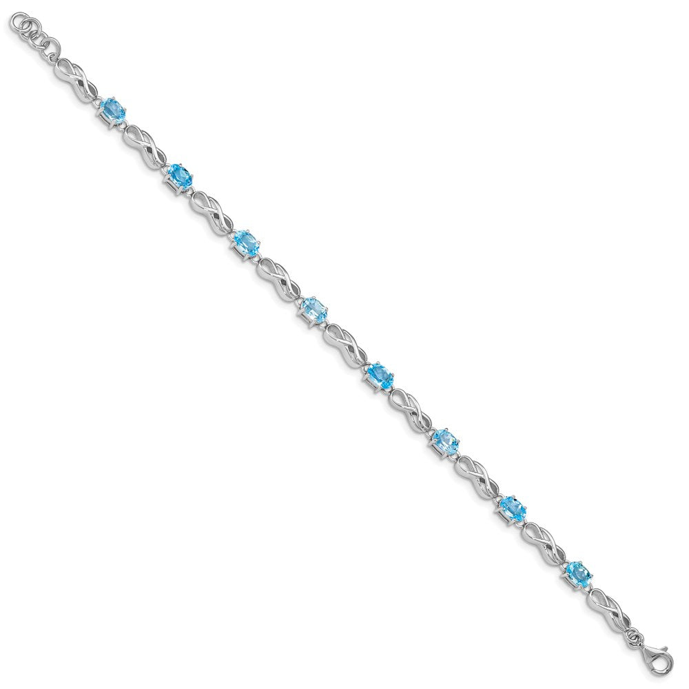 Sterling Silver Rhodium-plated Blue Topaz Figure 8 Bracelet 7 inches