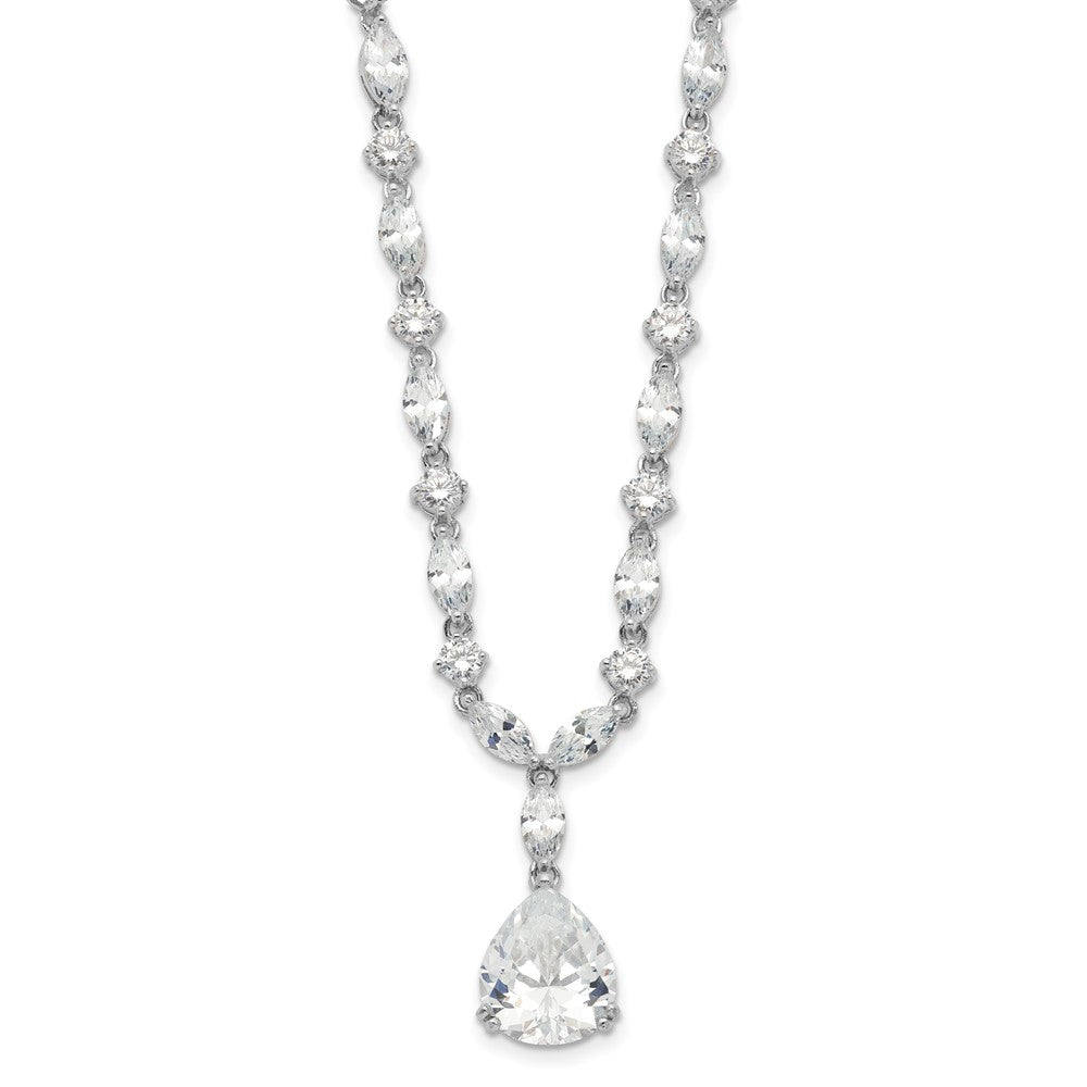 Cheryl M Sterling Silver Rhodium-plated Fancy Marquise-cut & Brilliant-cut Pear CZ 17 Inch Necklace 17 Inches