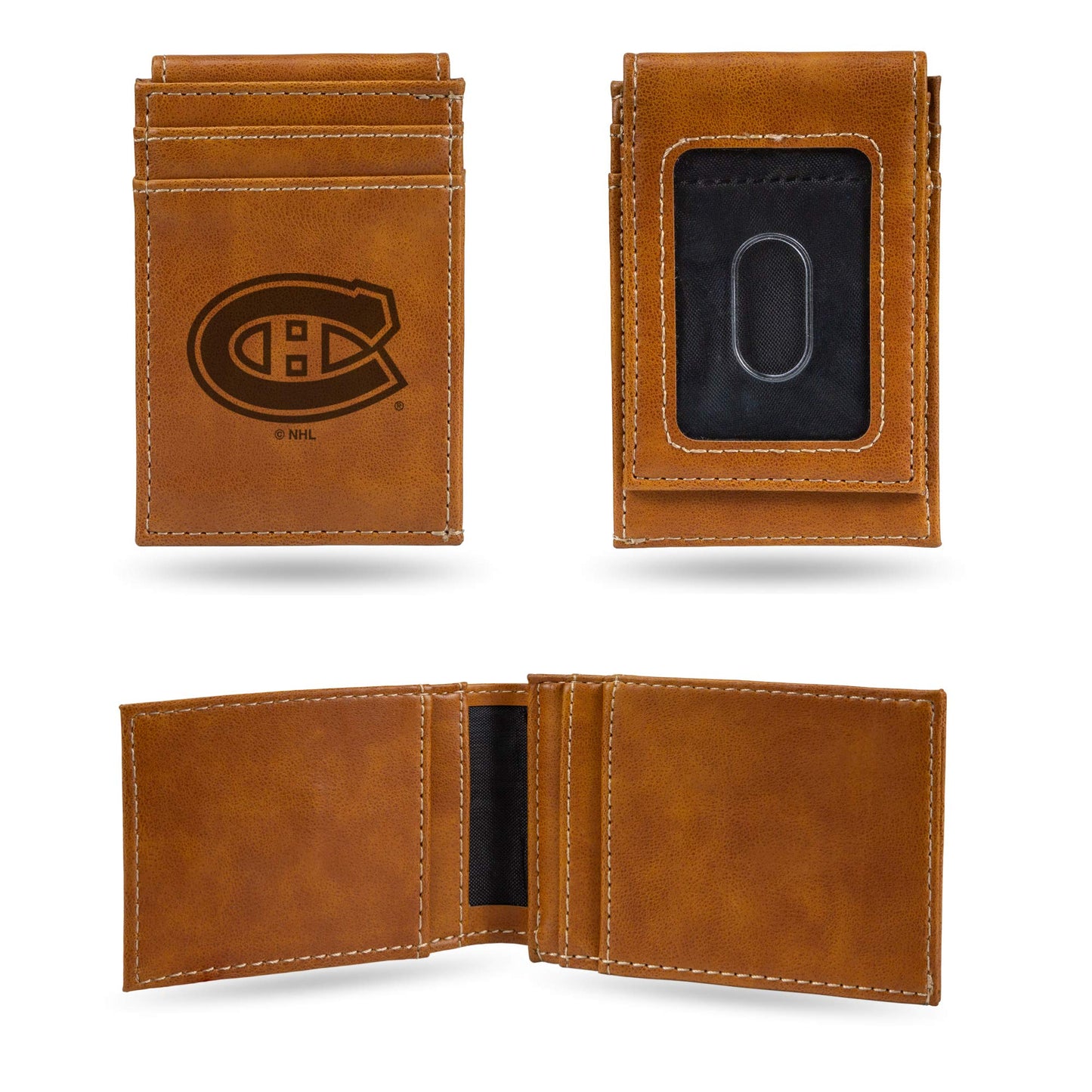 Canadiens Laser Engraved Brown Front Pocket Wallet