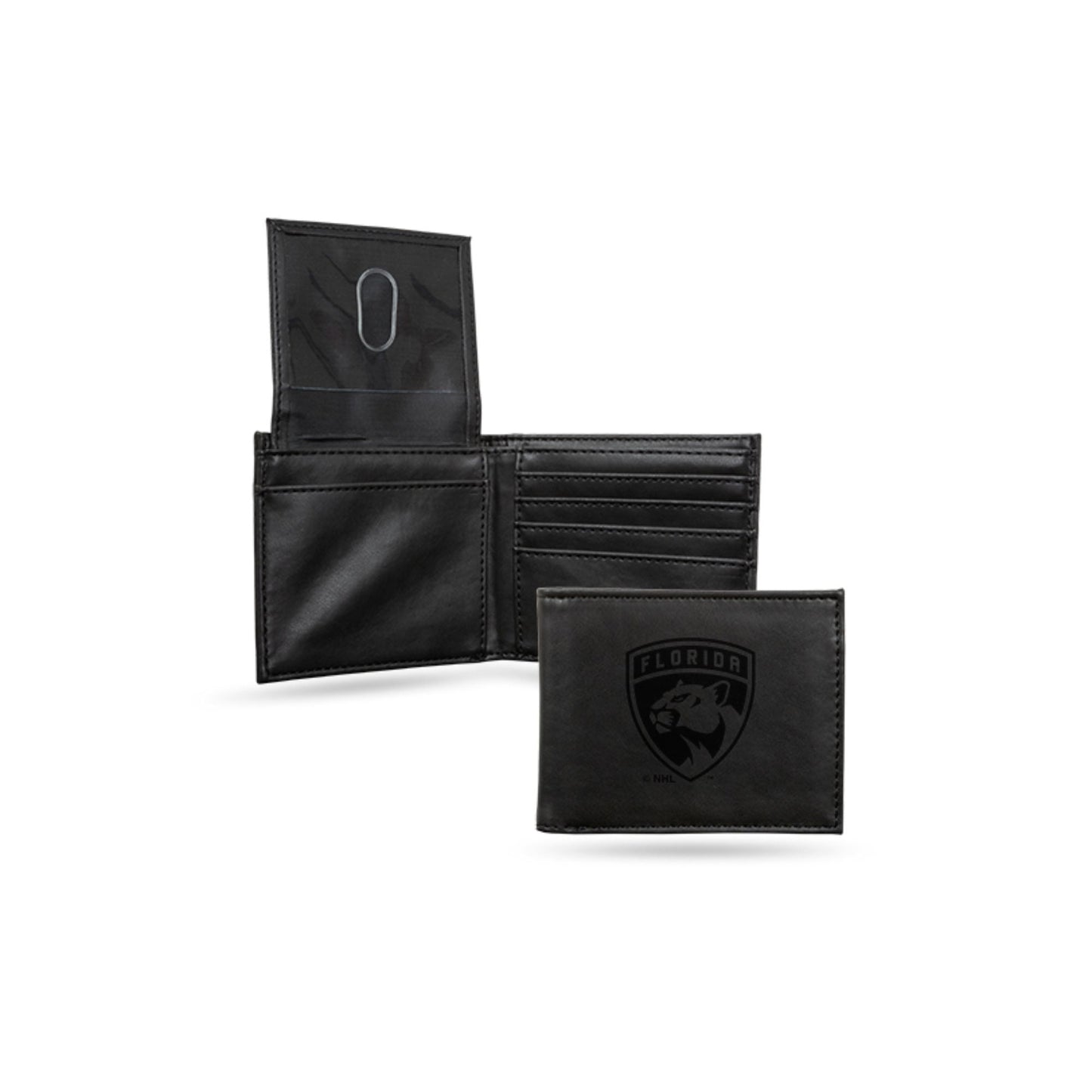 Rico Industries Hockey Florida  Black Laser Engraved Bill-fold Wallet - Slim Design - Great Gift