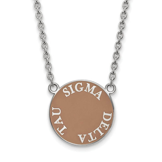 Sterling Silver 18in Official Licensed Greek Sororities Sigma Delta Tau Small Enamel Pendant w/Necklace