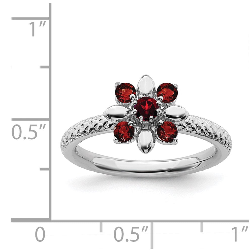 Sterling Silver Stackable Expressions Garnet Ring Size -7