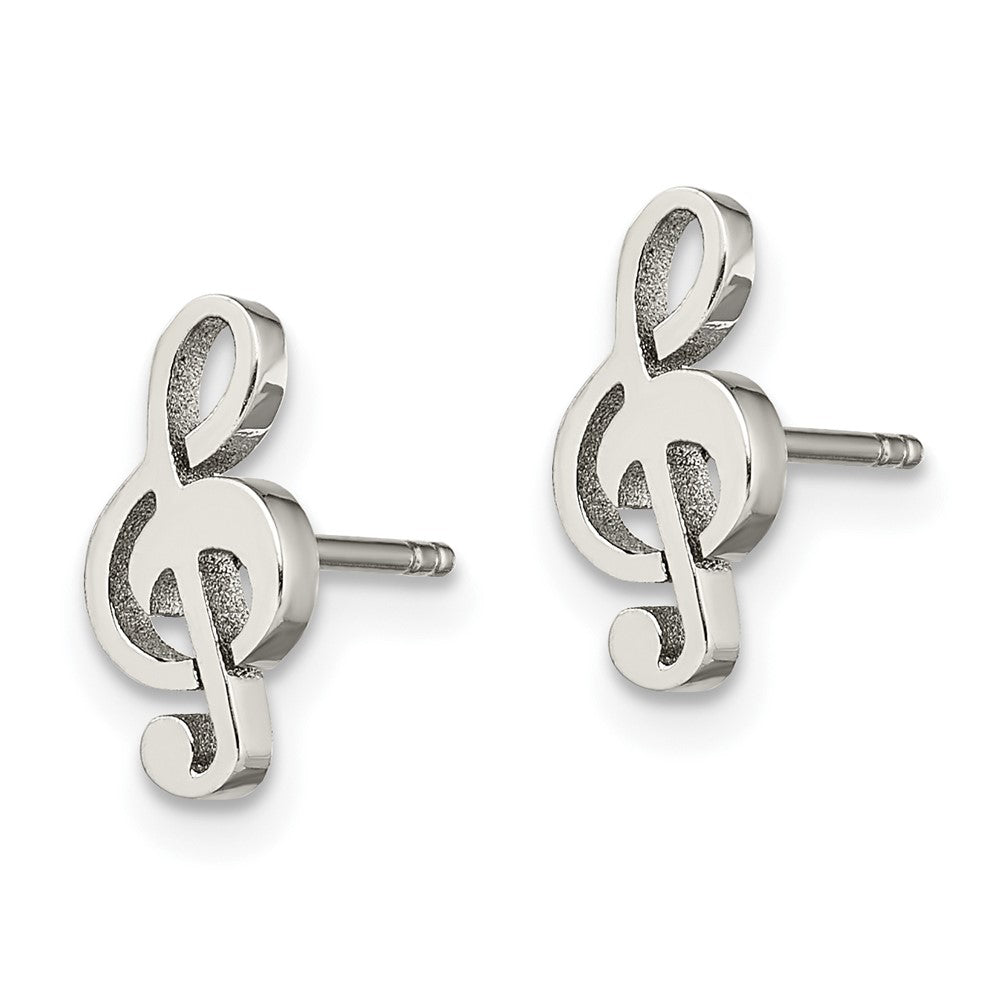 Stainless Steel Polished Treble Clef Post Earrings
