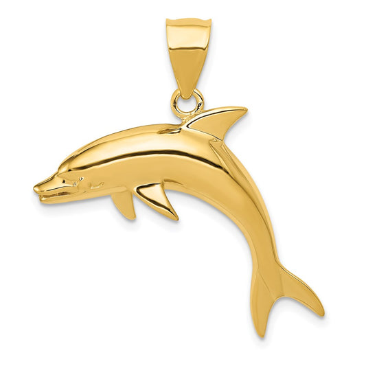 14k Dolphin Pendant Yellow Gold