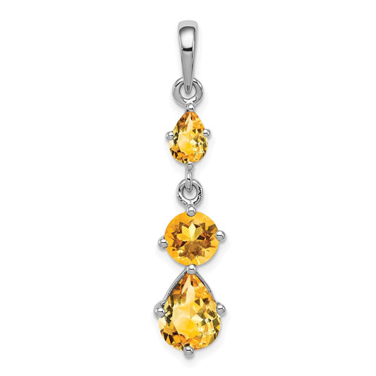 Sterling Silver Rhodium-plated Citrine Pendant