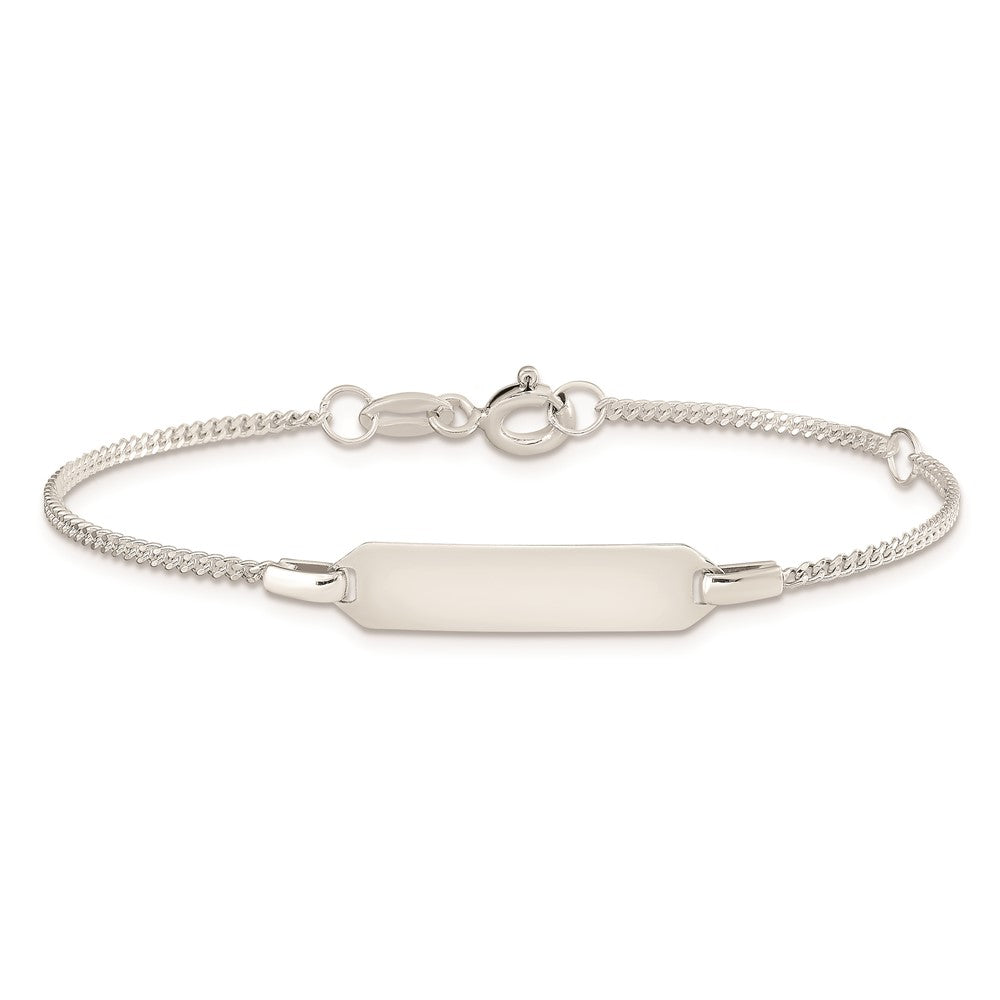 Sterling Silver Childrens 5in Plus 1in EXT ID Curb Link Bracelet 5 inches