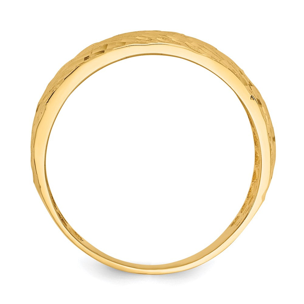 14K Gold Polished Textured Dome Ring Size 7