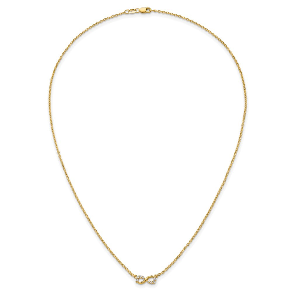 14K Polished and Beaded 1/8 carat Diamond Infinity Symbol 18 inch Necklace