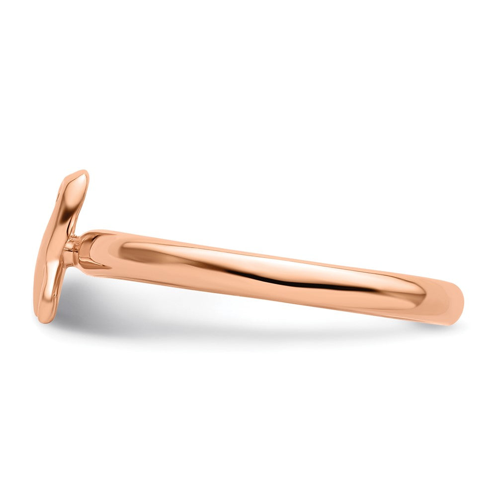 Sterling Silver Stackable Expressions Rose Gold Awareness Ribbon Ring Size -5