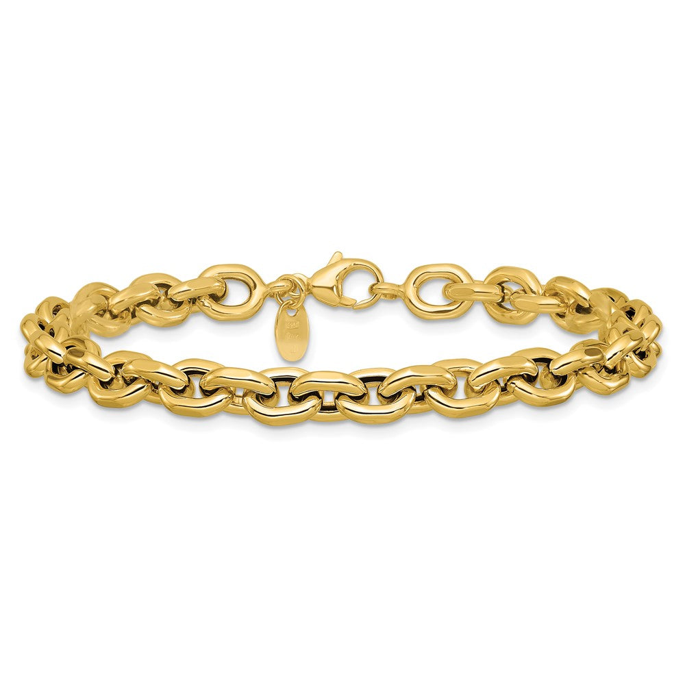 14K Polished 6.5mm Flat Edge Cable Link Bracelet 7.5  inches